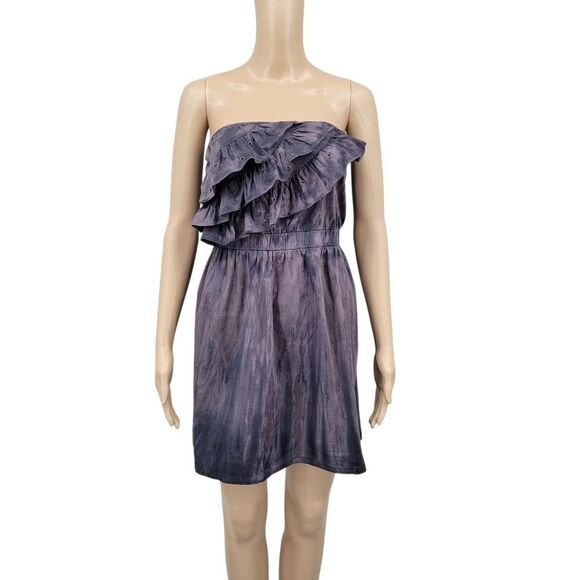 Sweet Love Y2K  Gray Tie Dye Strapless Ruffle Dress Grunge Whimsigoth - Picture 1 of 9